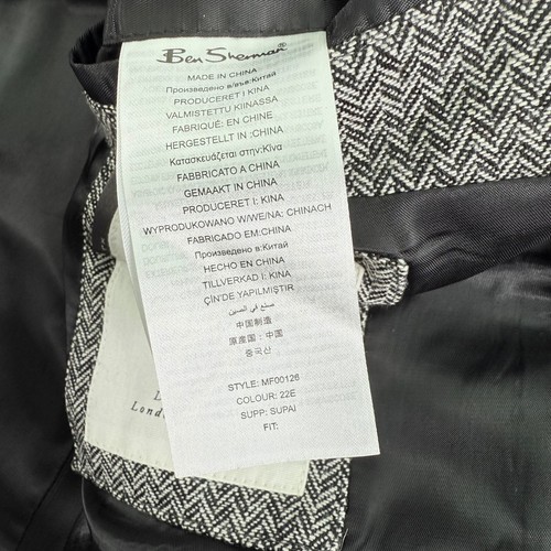 Ben Sherman Plectrum Blazer XL Gray Black Herringbone Double Breasted Peak Lapel - Picture 14 of 17