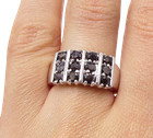 925 Sterling Silver Faceted Round Cut Sapphire Linear Band Ring Sz 6.5 RG3453 — photo 1