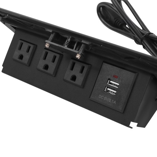 Connection Box Desktop Pop Up Presa Power Cover Box con 3 Prese e 2 Porte USB - Foto 4 di 12