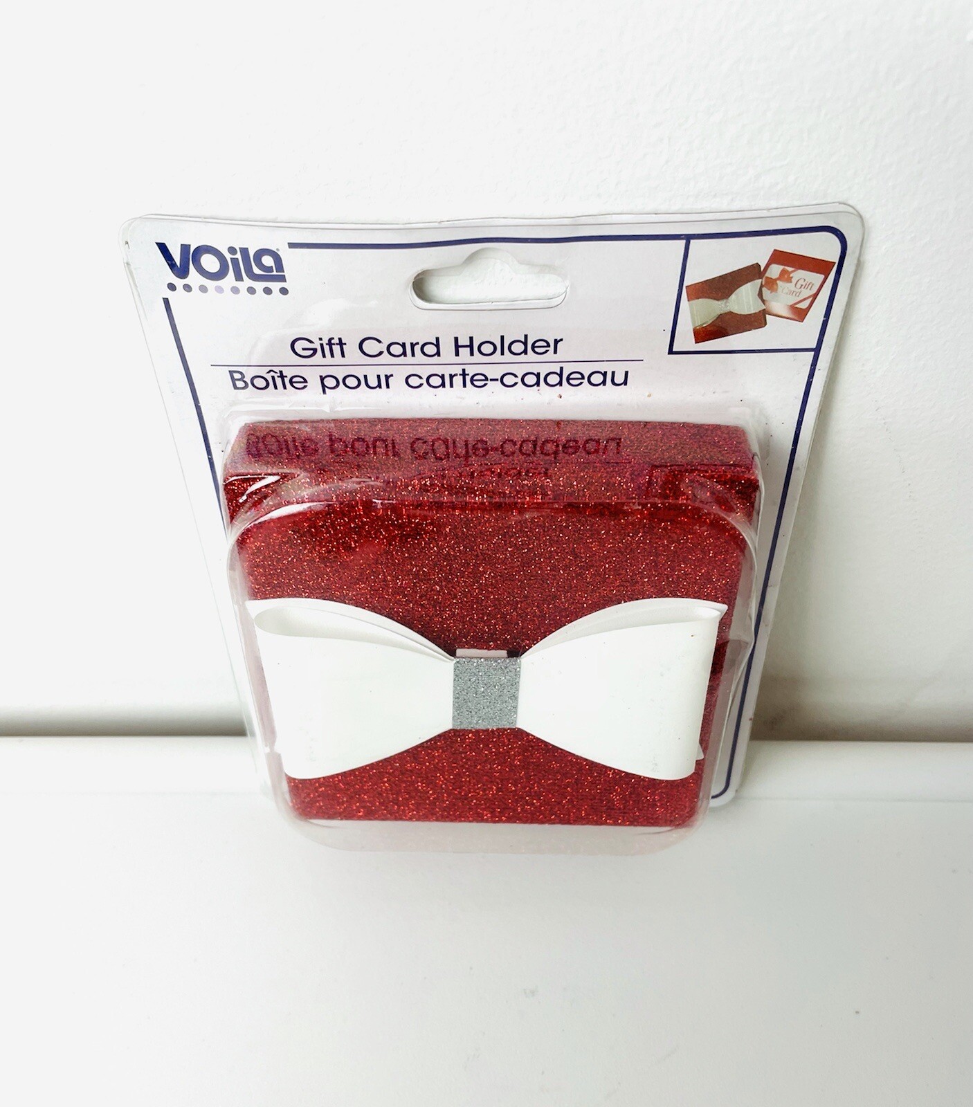 Voila Gift Card Holder Red Box Christmas with White Bow New..