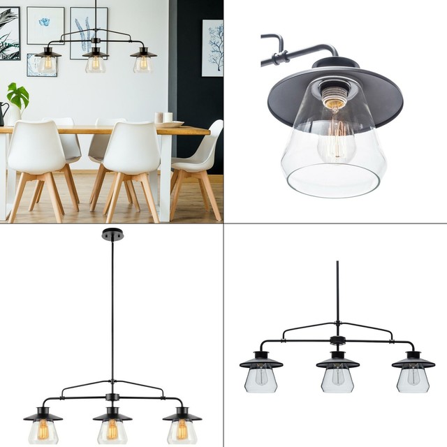 3 Light Oil Rubbed Bronze And Glass Vintage Pendant Globe