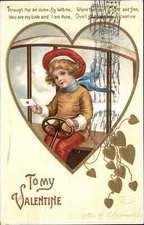 Clapsaddle Valentine Little Boy Airplane Pioneer Aviation Int'l Art c1910 PC