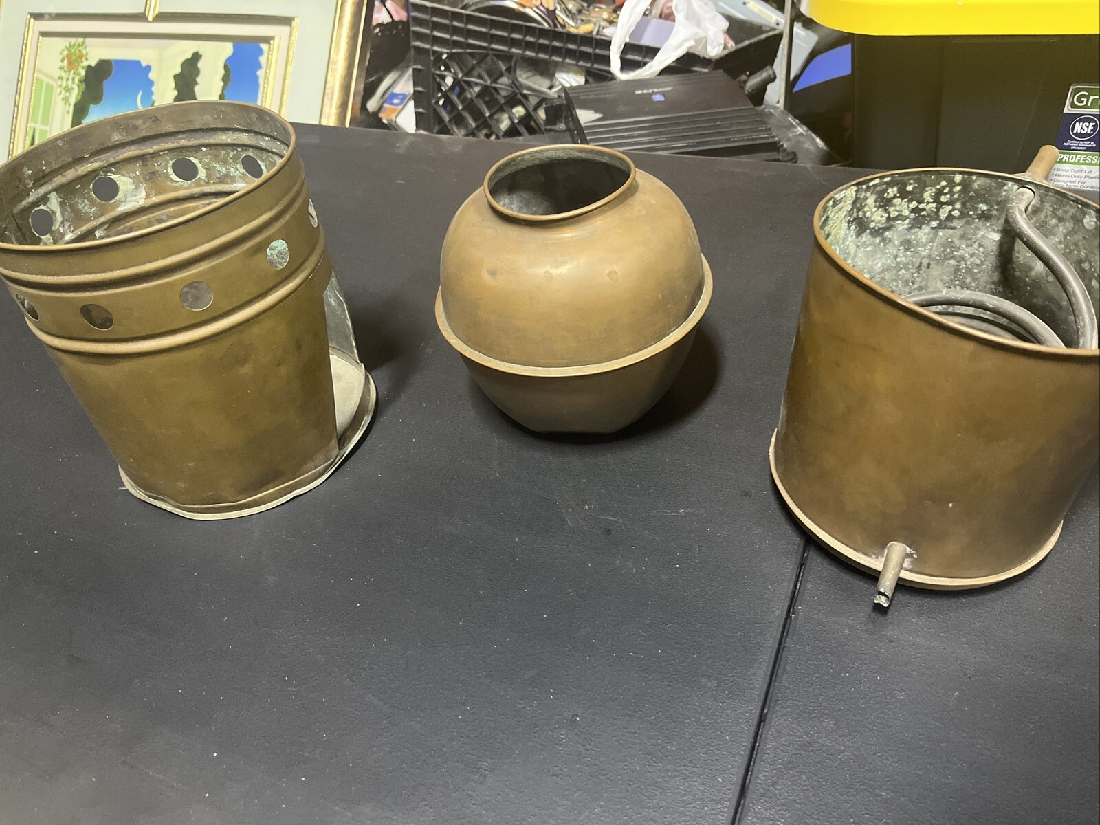 Antique Vintage Copper Pot Moonshine Still Pot Boiler with Coil & Top Lid Old