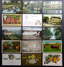 USA ANTIQUE POSTCARDS: Early-Mid 1900s Animal Nature History Holiday SET #GP-055