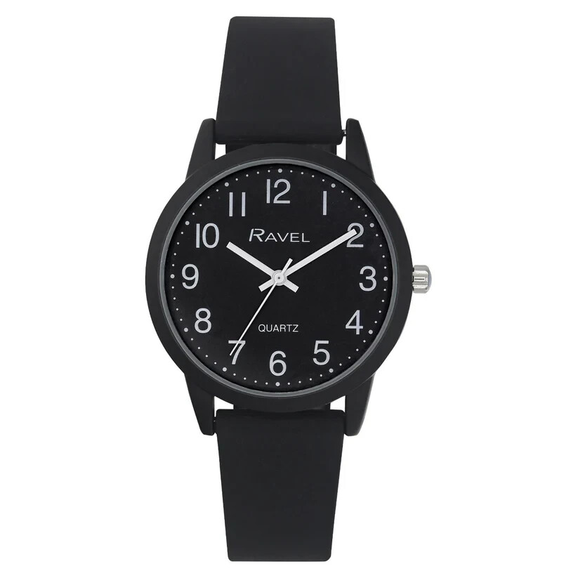 Gents Sports Black Dial & Strap Silicone Watch by Ravel R1814.33