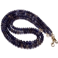 Natural Iolite Gemstone 4 to 6 mm Size Smooth Rondelle Shape Beads 15" Necklace