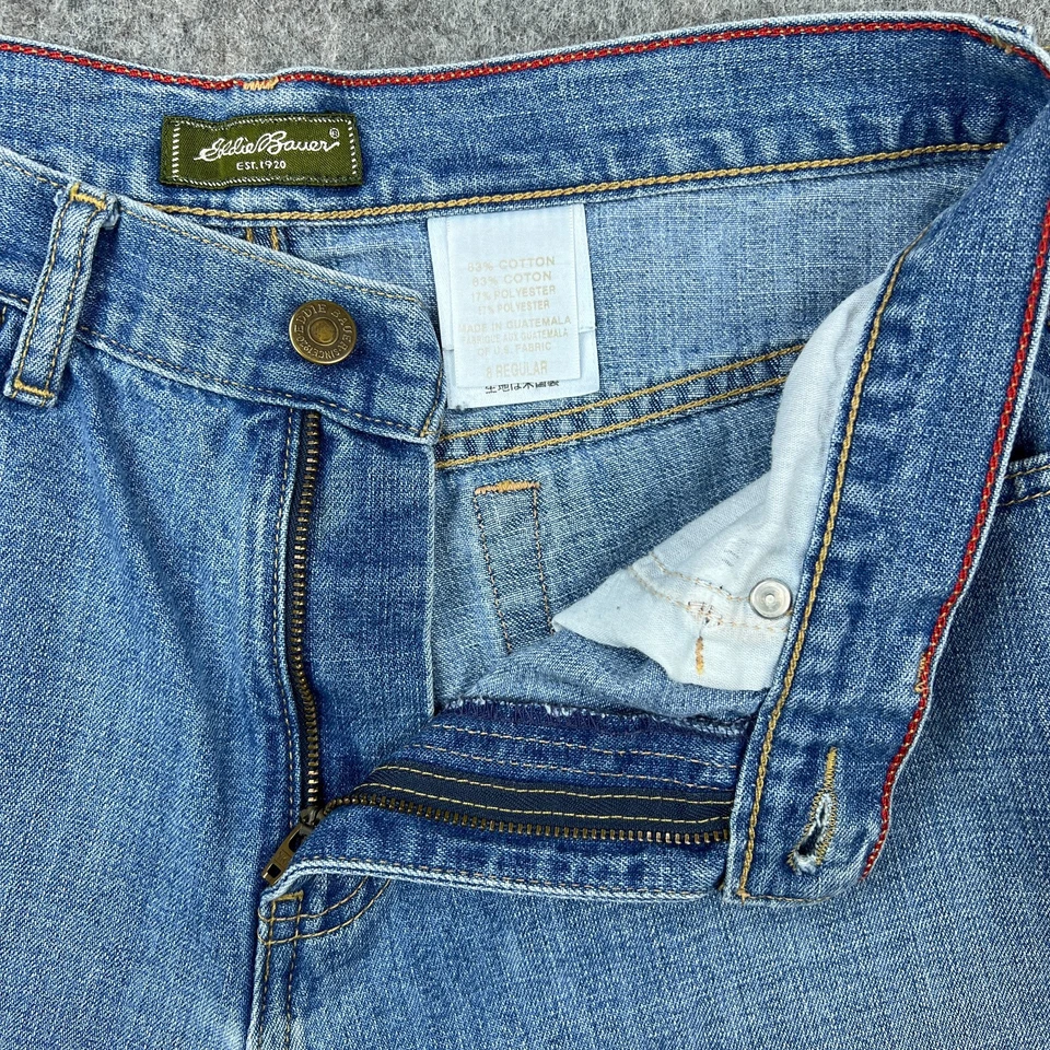 Pantalones Cortos Eddie Bauer Para Mujer 8 Azul Jean Denim Lavado Claro Dobladillo Crudo Algodón Cortado Foto 3 de 4