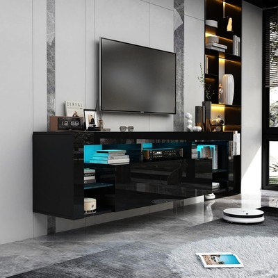 High Gloss LED Floating Entertainment Center Wall Mounted for 65'' TV