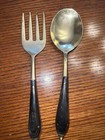 11” Brass And Wood Salad Spoon And Fork
