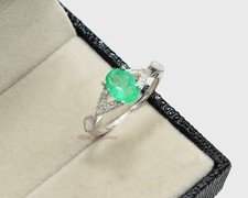 Natural Zambian Emerald Gemstone 925 Sterling Silver May Birthstone Wedding Ring