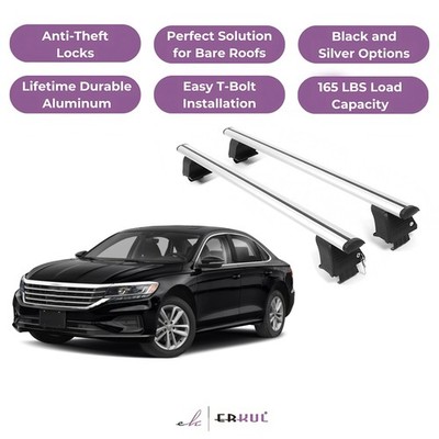 ERKUL Roof Rack Crossbars For VOLKSWAGEN PASSAT 2020-2022 Naked Roof Aluminum