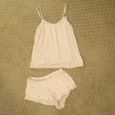 Eberjey Pajama Shorts Set Sz S Nude Beige Black Dots Cami Soft