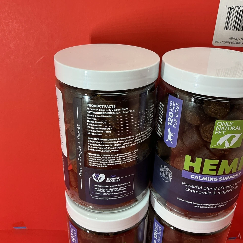 Paquete de 4 masticables suaves con soporte calmante de cáñamo natural para mascotas - 120 unidades - 26/04 Foto 4 de 4