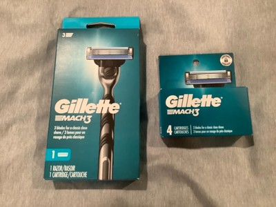 ~ Brand New Mens Gillette Mach 3 Razor and 4 Refill Cartridges ~