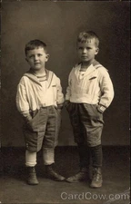 Two Boys Original Vintage Real Photo Postcard RPPC