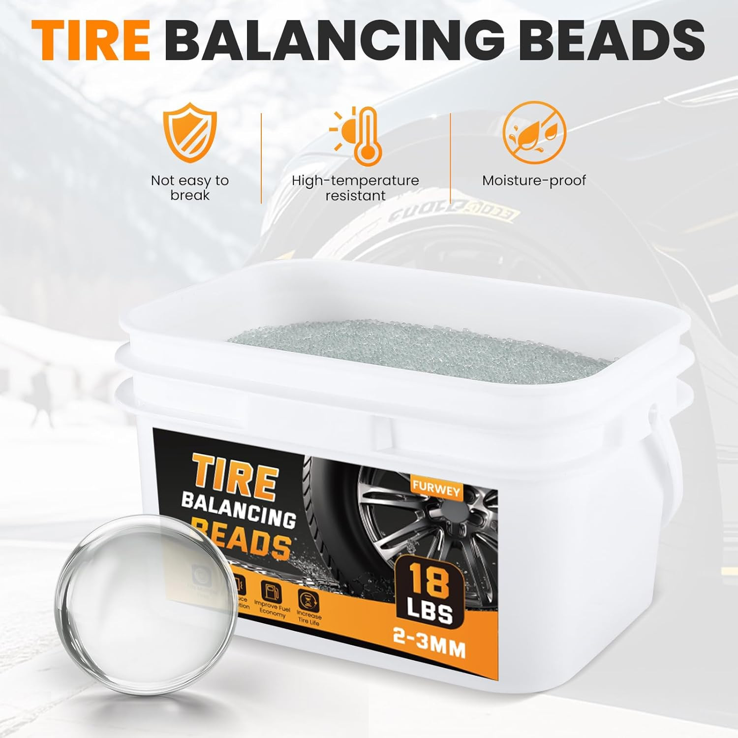 FUWERY Tire Balancing Beads 18 Lb (8.15 Kg) Bulk Tub Bagged Bucket and Scoop,Tir thumbnail 2