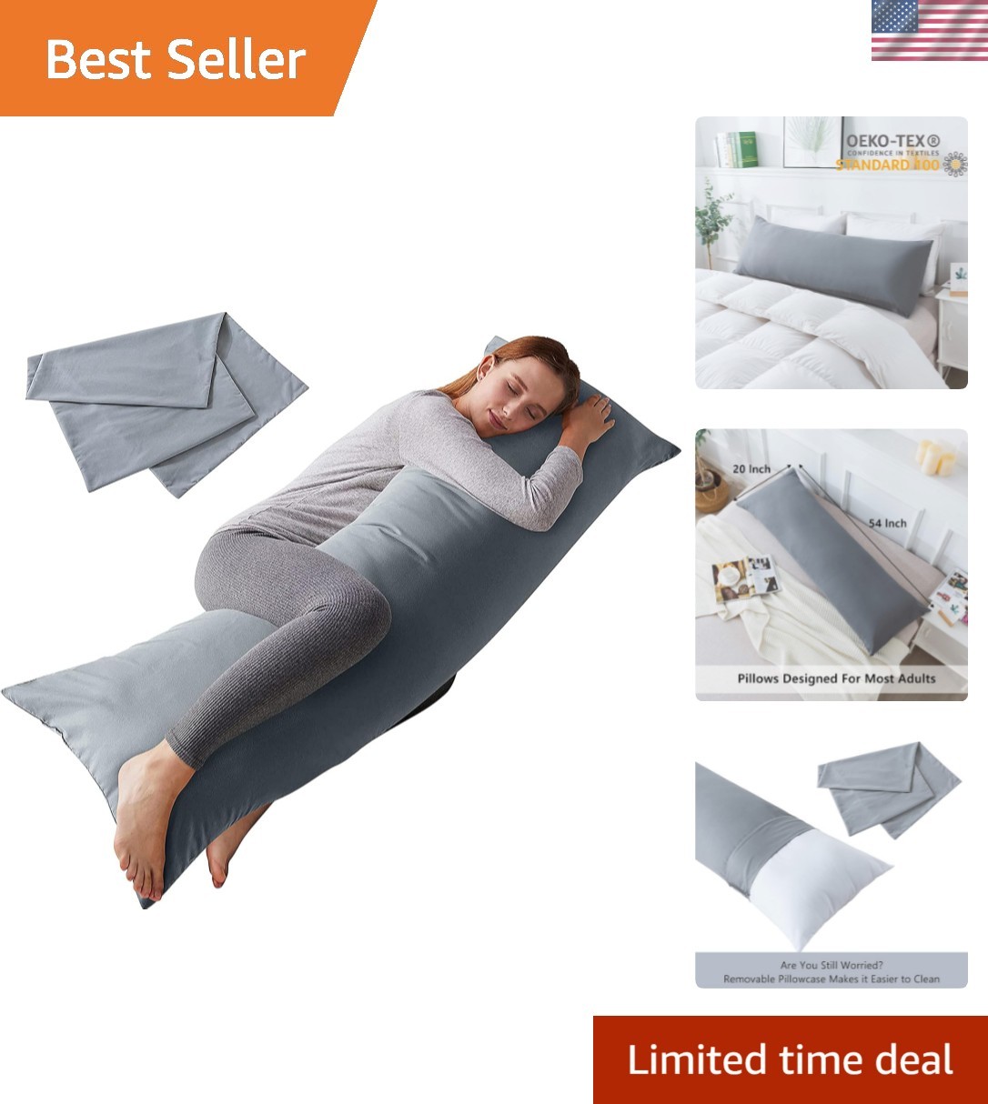 Luxurious 20x54 Inch Soft Body Pillow with Breathable Case for Ultimate Comfort