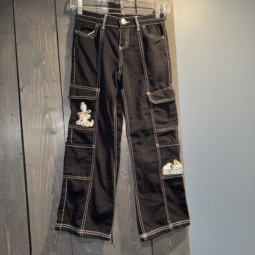 Justice Snoopy Cargo Pants Black With White Threading Girls Size 8