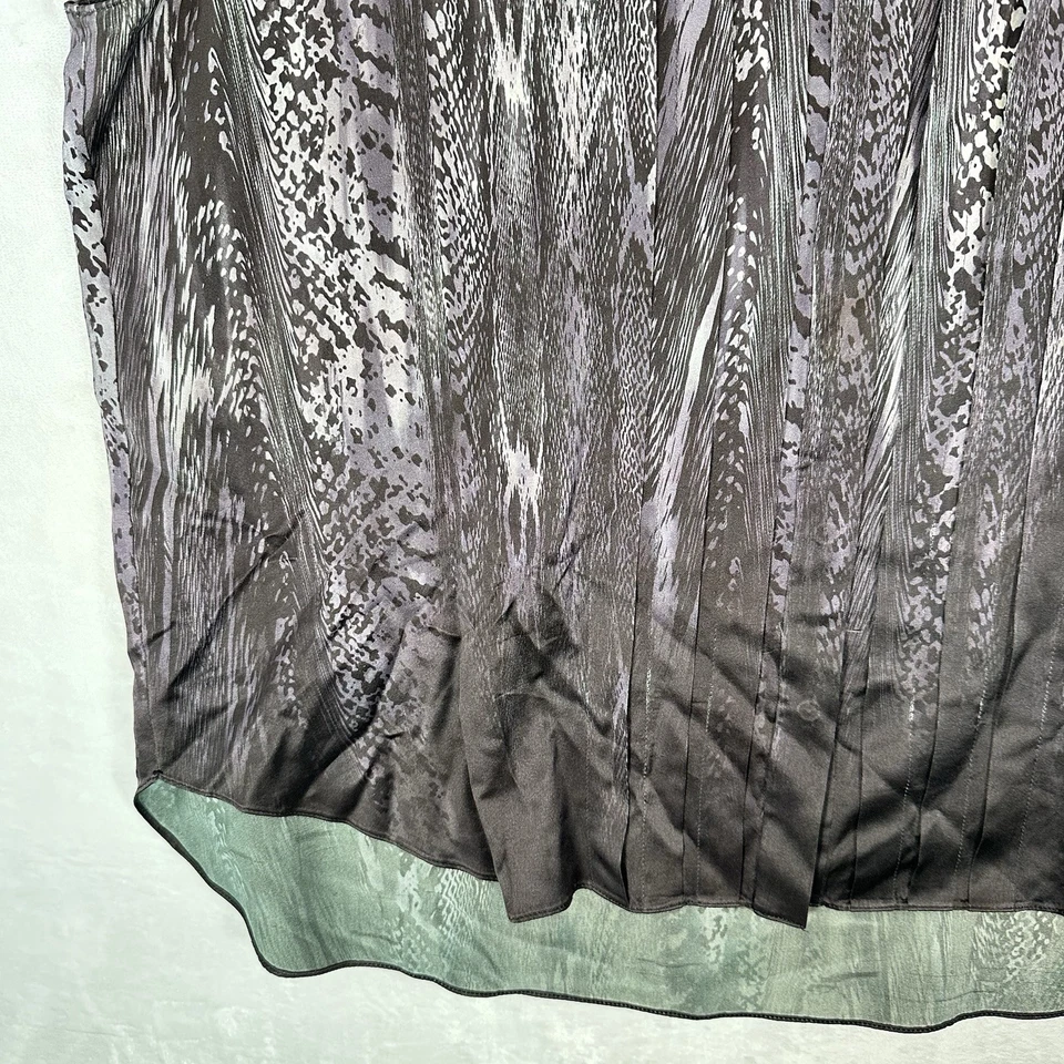 Elie Tahari Топ женщин XL серый змеиной кожи шелк офис бак богемное шик блузка рубашка - Изображение 4 из 4