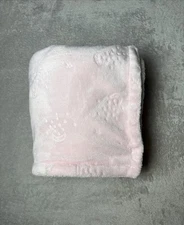 Pink Embossed Moon Star Baby Blanket Reversible White Sherpa Soft Security Lovey