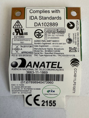 Broadcom BCM943142HM  04W3837 802.11b/g/n Wireless WIFI WLAN Card