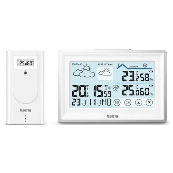 Hama 222228  Wetterstation Bahamas, mit Außensensor, Funk, Wecker, Raumklima, We