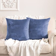 Pack of 2 Velvet Throw Pillow Covers 18" x 18" Pack of 2 Stone Blue