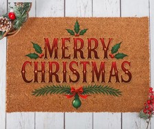 Merry Christmas Doormat, Festive Holiday Rug, Christmas Door Mat for Entryway