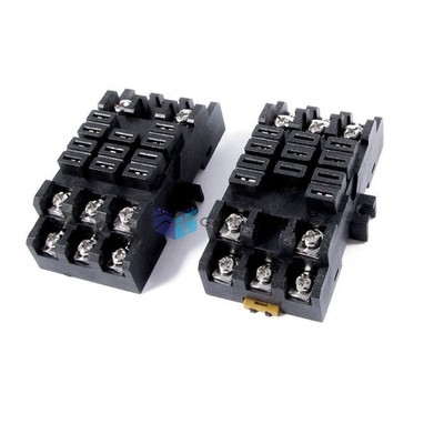 2 PCS 38F-11A DIN Rail 11 Screw Terminal Socket Base for HHC71B 34mm 300VA Kd #e