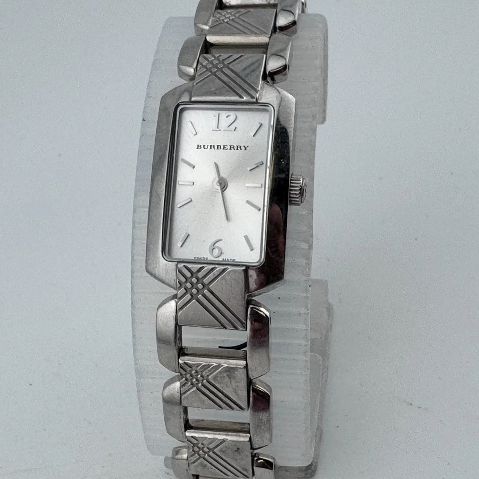 Burberry Swiss Quartz Watch BU4211 Women Silver Steel Rectangle New Battery 7" - Image 2 of 4