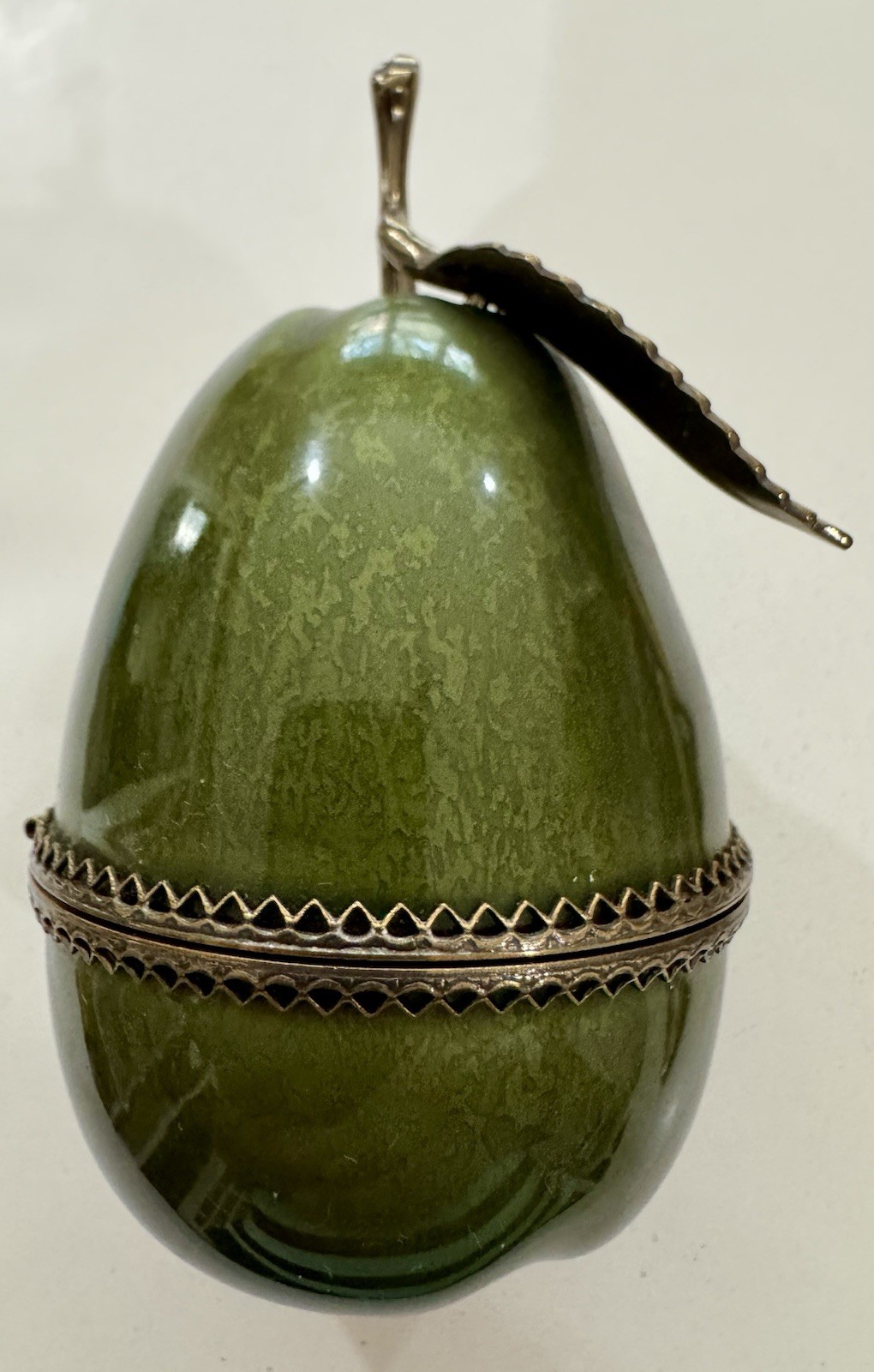 Vintage Evans Green Enameled Pear Table Lighter