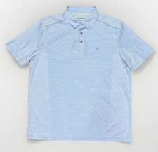 Tommy Bahama IslandZone Polo Shirt Men Large Light Blue Short Sleeve Golf