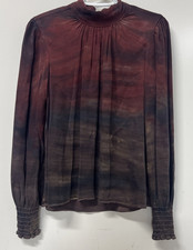 Bella Dahl Mock Neck Top, Wildberry Horizon Tie Dye, Small, Made in the USA