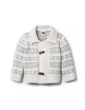 Janie And Jack BABY FAIR ISLE SHAWL CARDIGAN 18-24M White