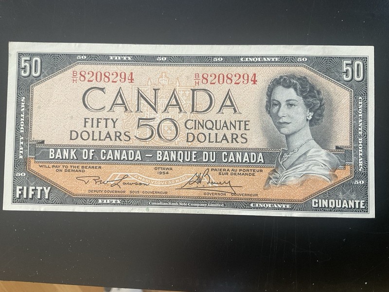 Bank of Canada Canada $50 Banknote 1954 Paper Note Ungraded Uncertified
