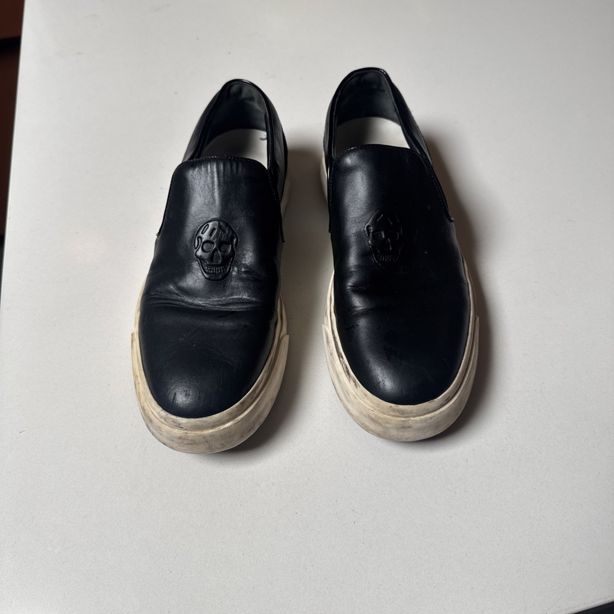 Alexander McQueen Skull Black Slip-On Sneaker 370310 Men Sz 
