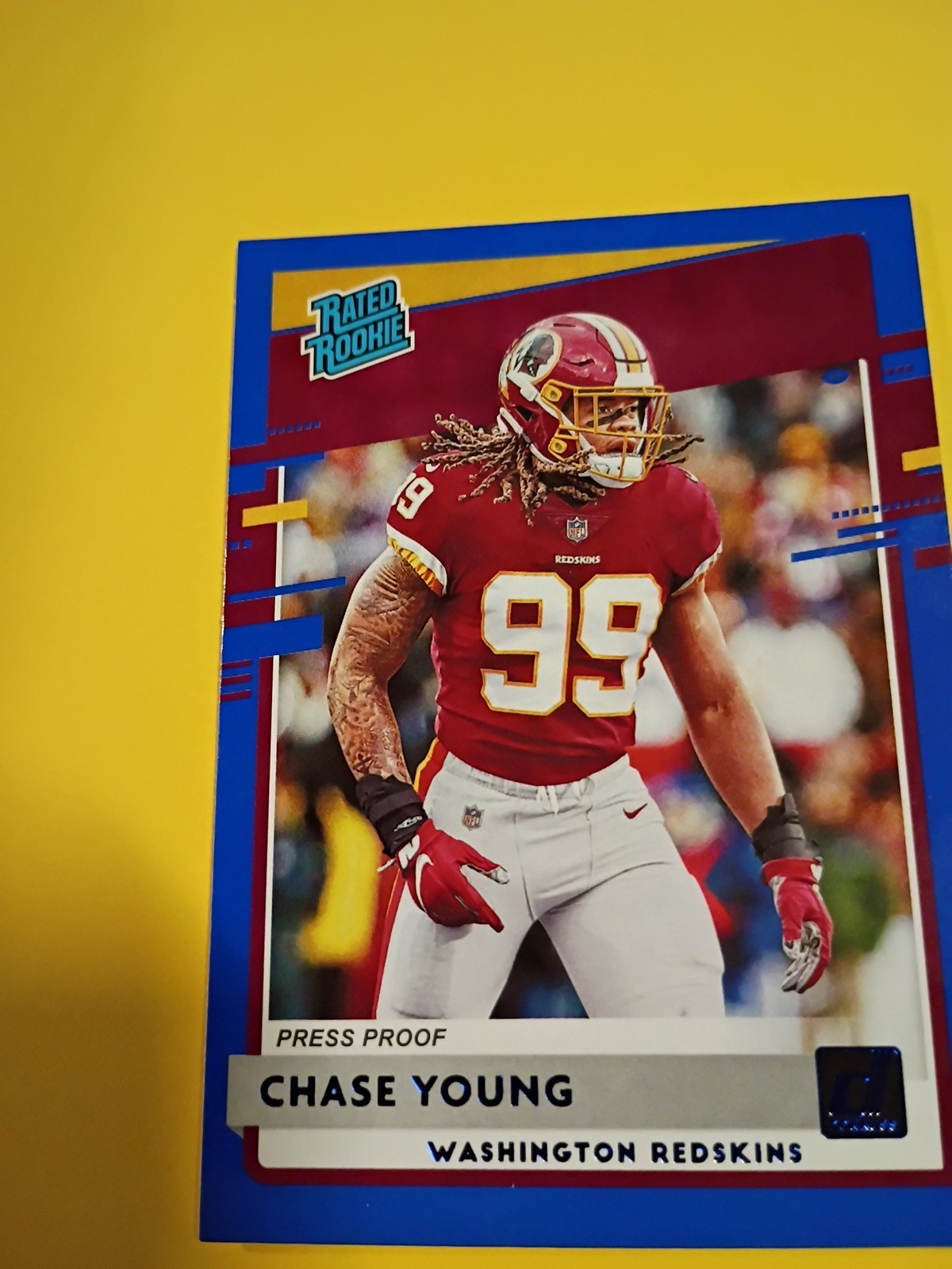 2020 Panini Donruss - Rated Rookie Chase Young #316 Press Proof Blue (RC)