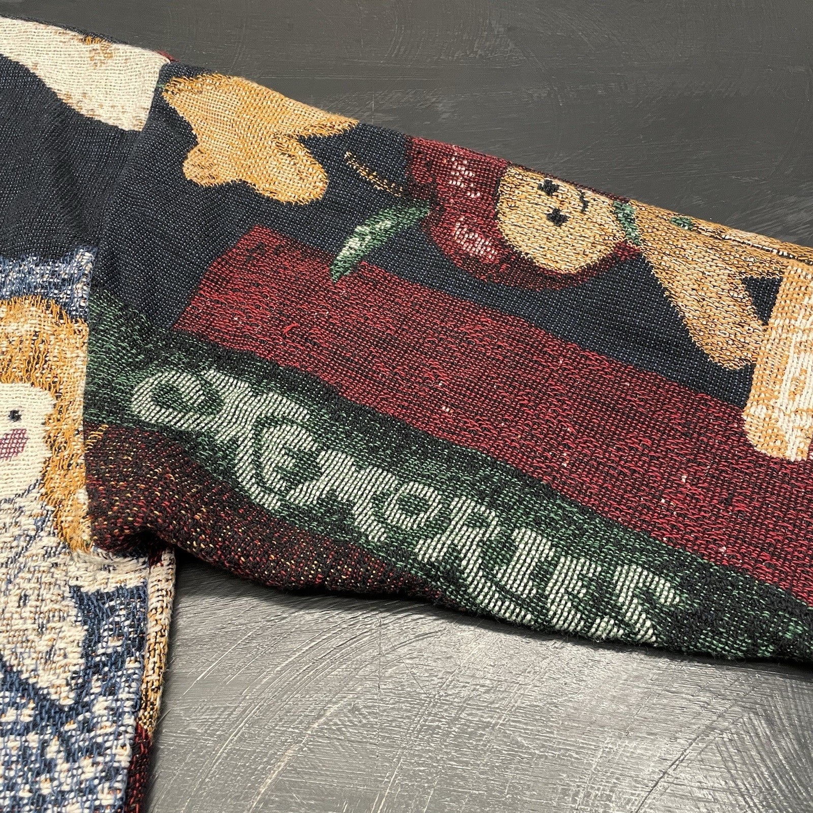 Sugar Street Weavers Vtg Tapestry Holiday Top OS Seasons Greetings Christmas image 4