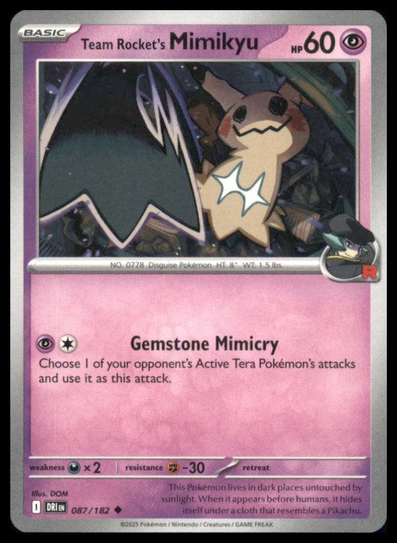 Team Rocket's Mimikyu Uncommon SV10: Destined Rivals 087/182 NM