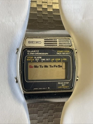 Rare Vintage SEIKO A159-4000 G Quartz Alarm Chronograph Mens Watch