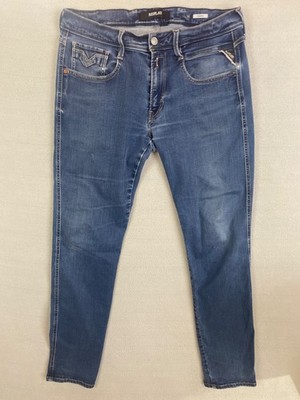 Replay Mens Jeans  Blue Anbass M914 Slim Zip Fly Denim Wash Zip W34 L31