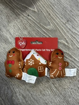 PET CENTRAL GINGERBREAD 3 PACK CAT TOY SET FOR HOLIDAY CHRISTMAS - NEW ...