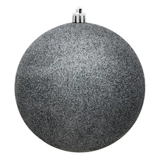 Vickerman 2.4" Plastic Ball Ornaments in Glitter Pewter (Set of 24)