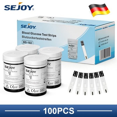 SEJOY Blutzuckerteststreifen 100 Stk.für BG201/202/203 Blutzuckermessgerät mg/dL