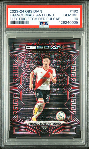 Franco Mastantuono [Red Pulsar Electric Etch] #192 2023 Panini Obsidian card