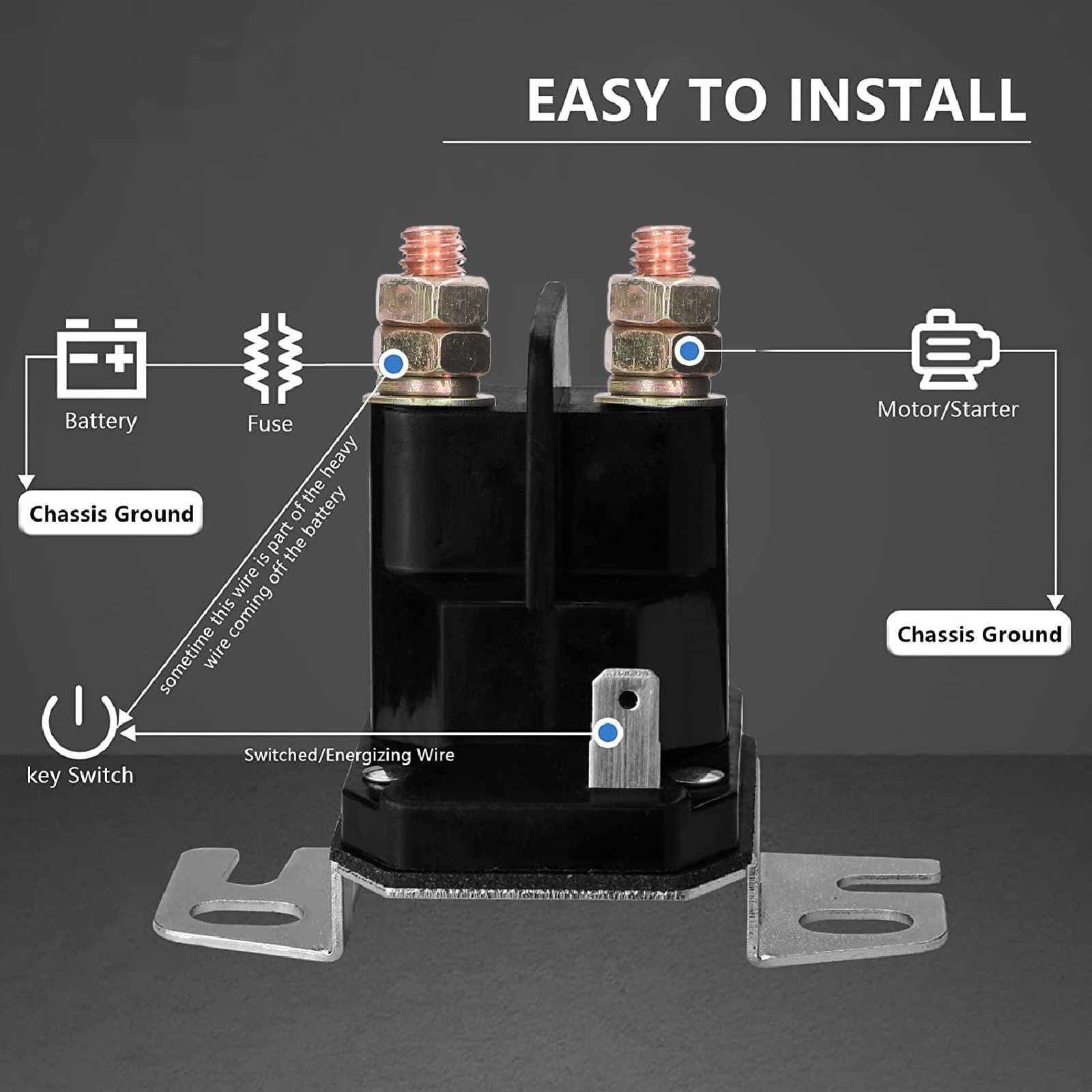 High Performance 12V Starter Solenoid For Lawn Mower Engines Easy To Use