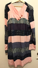 Damen Shirtkleid gestreift Rosa Grau Schwarz ...