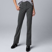 Simply Vera Wang Bootcut Pants Women XXL Gray Herringbone Ponte Knit Stretch NEW