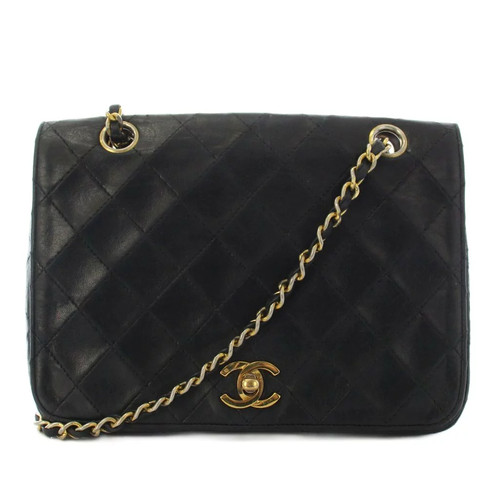 Chanel Matelassé Single Flap Chain Shoulder Bag, Black