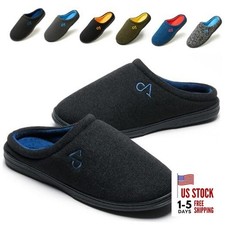 Men's Cozy House Slippers Indoor Shoes Memory Foam Insoles  11-12 Black/Navy